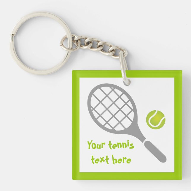 Tennis racket and ball custom keychain (Front)