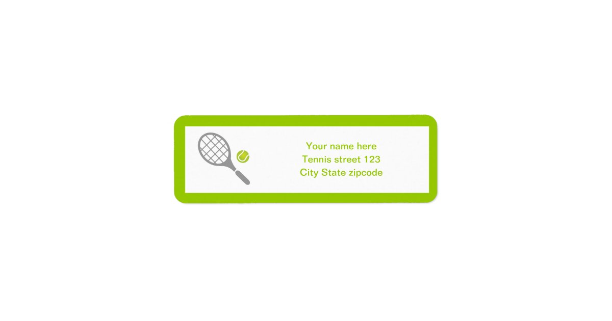 Tennis racket and ball custom label Zazzle
