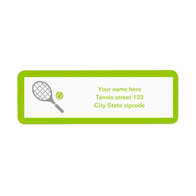 Tennis racket and ball custom label (Front)