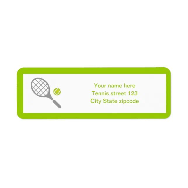 Tennis racket and ball custom label Zazzle
