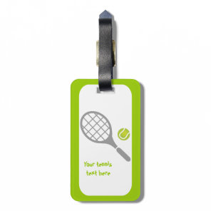 Tennis racket and ball custom luggage tag