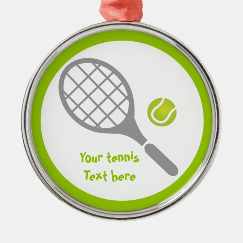 Tennis racket and ball custom metal ornament