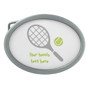 Tennis racket and ball custom oval belt buckle