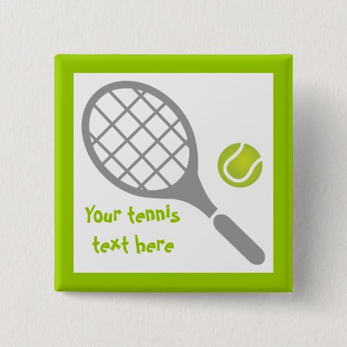 Tennis racket and ball custom pinback button