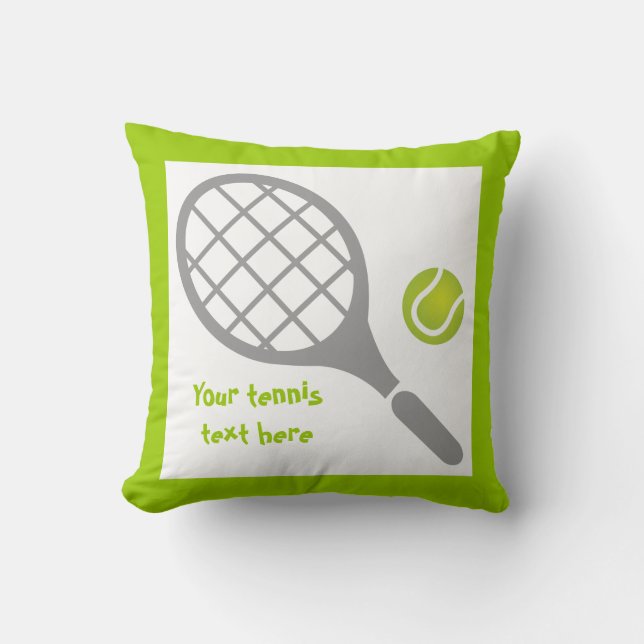Tennis racket and ball custom throw pillow (Front)