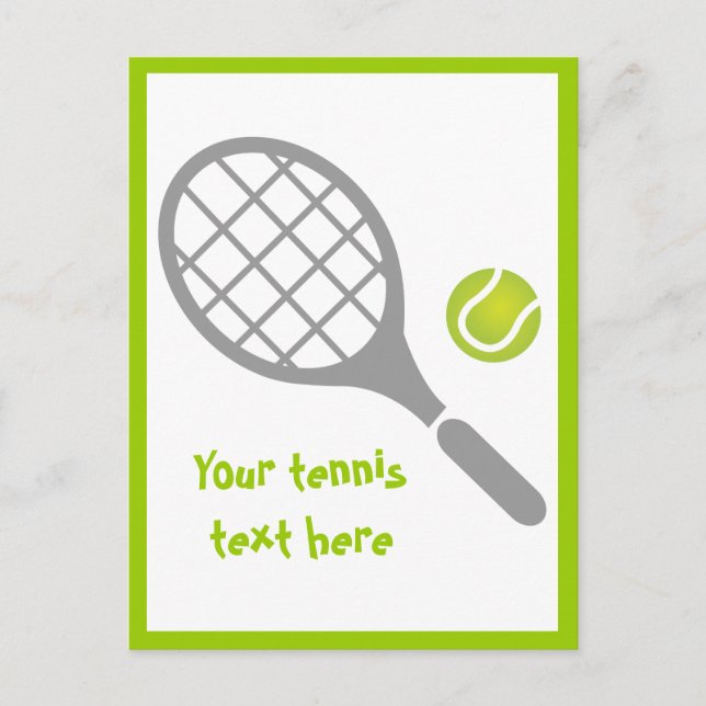 Tennis racket and ball custom vertical postcard (Front)
