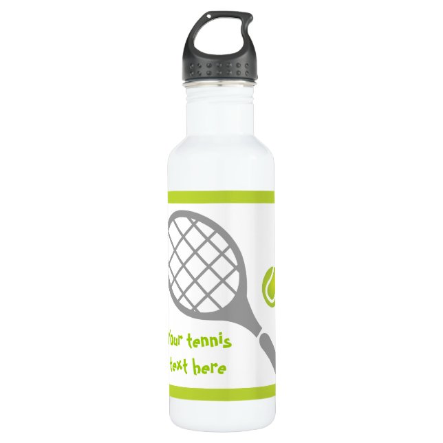 Tennis racket and ball custom water bottle (Front)