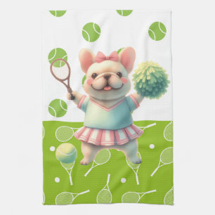 Tennis racket and ball for dog lover kitchen towel