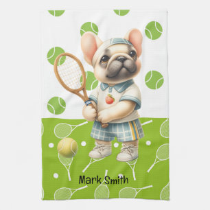 Tennis racket and ball for dog lover kitchen towel