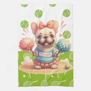 Tennis racket and ball for dog lover kitchen towel