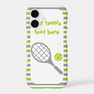 Tennis racket and ball green stripes iPhone 17 case