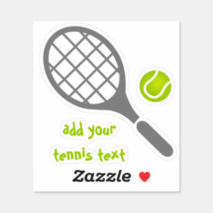 Tennis racket and ball grey and green sticker