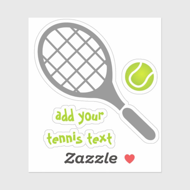 Tennis racket and ball grey and green sticker (Sheet)