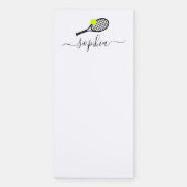 Tennis Racket and Ball Modern Script Name Fridge Magnetic Notepad | Zazzle