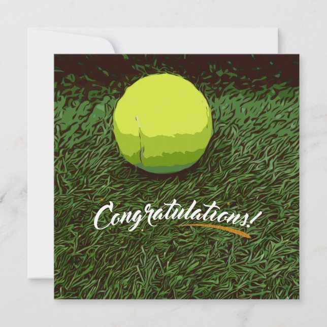 Tennis racket and ball on green congratulations   (Front)