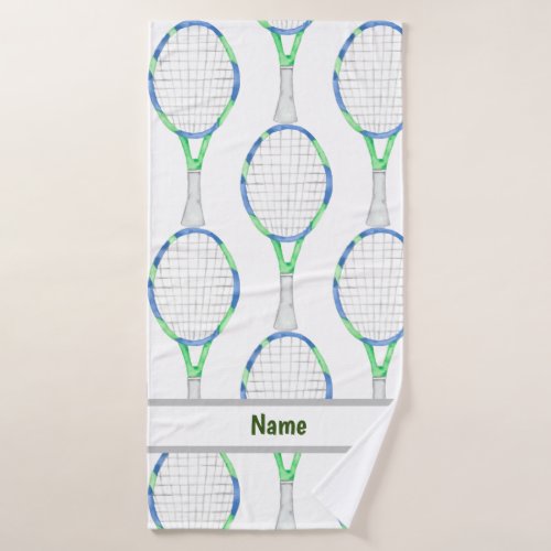 Tennis Racket and Ball on white  Bath Towel