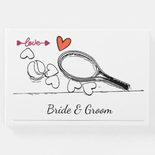 Tennis racket and ball with heart wedding  guest b guest book