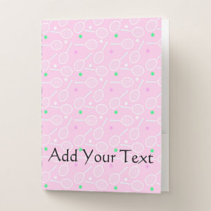 Tennis racket and tennis ball pattern pocket folder