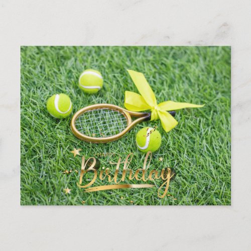 Tennis racket and tennis balls Happy Birthday  Postcard