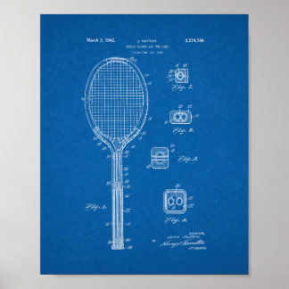 Tennis Racket And The Like Patent - Blueprint Poster