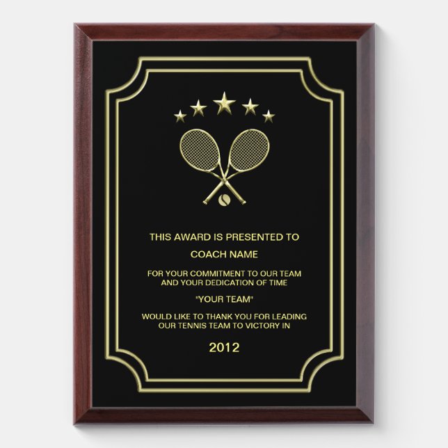 Tennis Racket Award Plaque (Vertical)