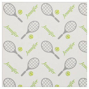 Tennis racket, ball and your name personalized fabric