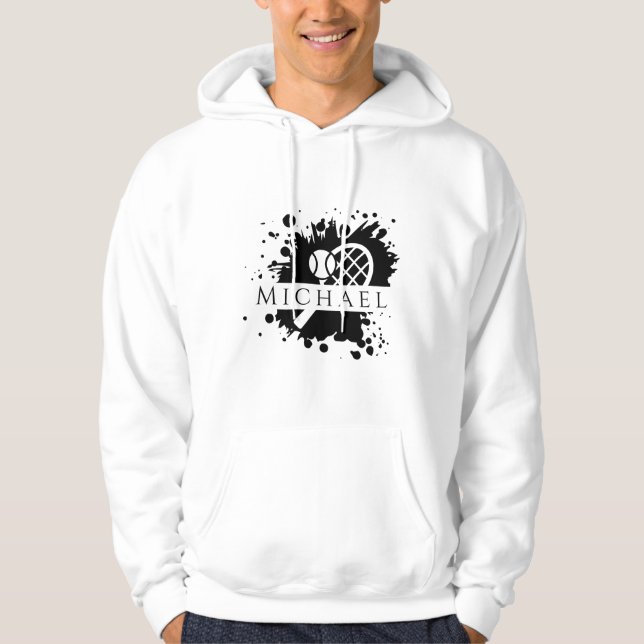 Tennis Racket Ball Ink Splash Personalized Stylish Hoodie (Front)