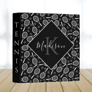 Tennis Racket & Ball Monogram 3 Ring Binder