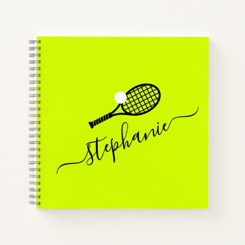 Tennis Racket  Ball Name Monogram Personalized Notebook