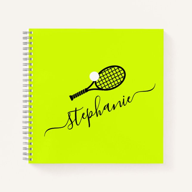 Tennis Racket & Ball Name Monogram Personalized Notebook (Front)