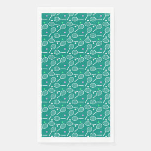 Tennis Racket & Ball Pattern Retro Emerald Green  Paper Guest Towels