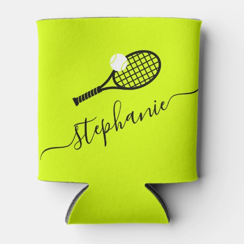 Tennis Racket  Ball Player Name Personalized Can Cooler