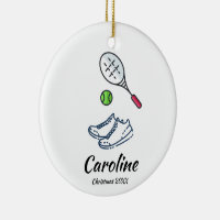 Personalized Tennis Rackets And Ball Sporty Ornament