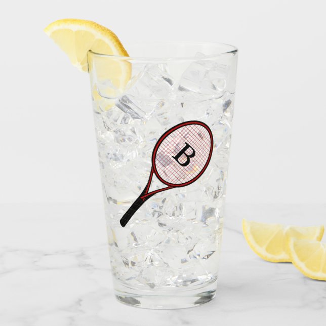 Tennis Racket Design Beer Pint Soda Tumbler Glass (Front Ice)