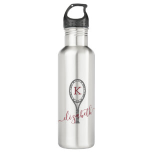 Tennis Racket Design Monogram Travel Water Bottle