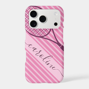 Tennis Racket Girl's Name Pink Striped Cute Sports iPhone 17 Pro Case