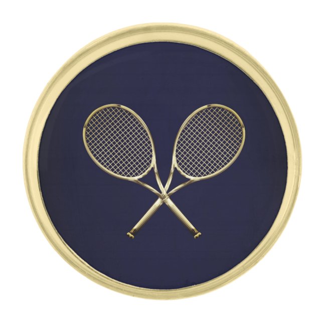 Tennis Racket Gold Finish Lapel Pin (Front)