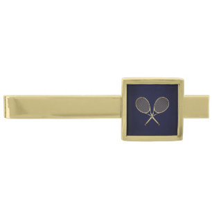 Tennis Racket Gold Finish Tie Bar