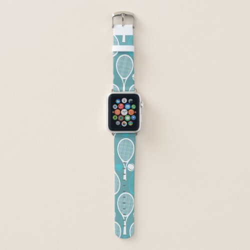 Tennis Racket Green  Blue Pattern Athletic Sporty Apple Watch Band