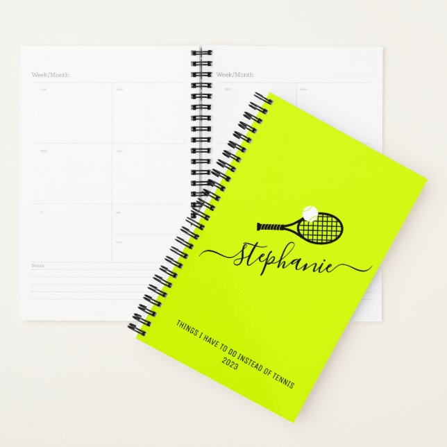 Tennis Racket Monogram Bright Personalized Undated Planner (Display)