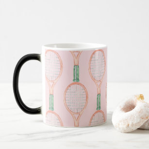 Tennis racket on pink background  magic mug