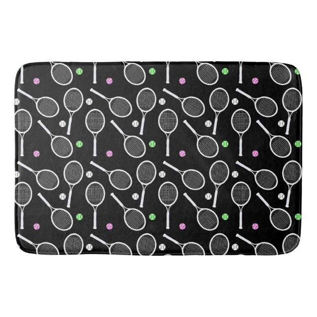 Tennis Racket Pattern   Bath Mat (Front)