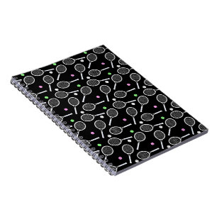 Tennis Racket Pattern Black  Notebook