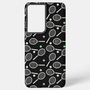 Tennis Racket Pattern Black  Samsung Galaxy S21 Ultra Case