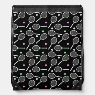 Tennis Racket Pattern Drawstring Bag