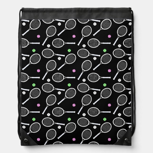 Tennis Racket Pattern Drawstring Bag (Front)