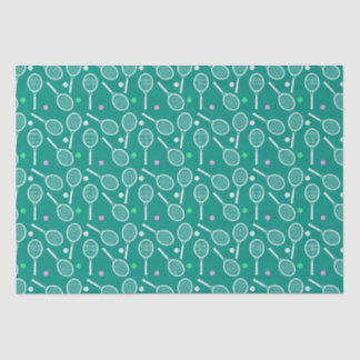 Tennis Racket Pattern Emerald Green Tissue Paper
