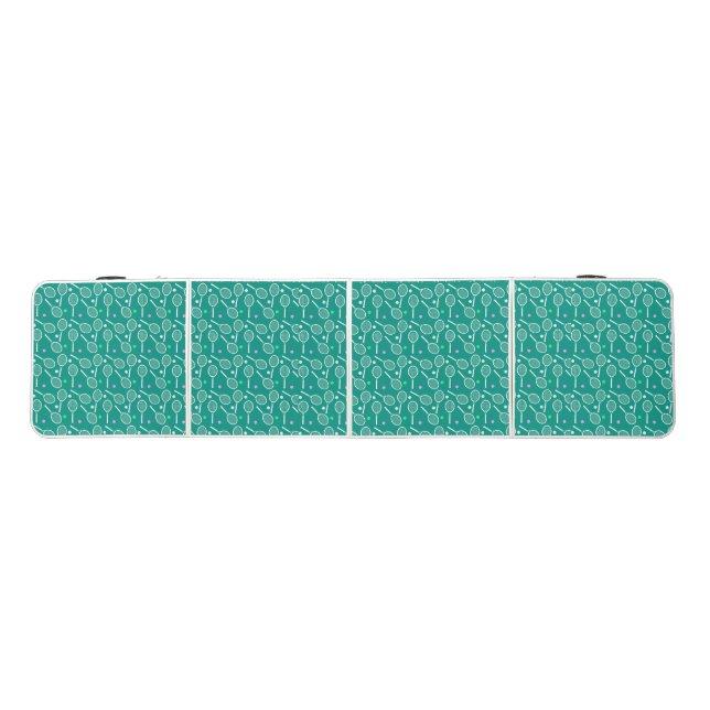 Tennis Racket Pattern Green Beer Pong Table (Top)
