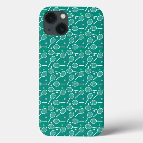 Tennis Racket Pattern  Green   iPhone 13 Case