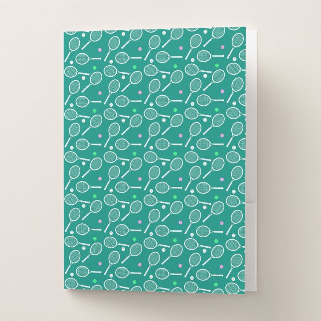 Tennis Racket Pattern Green Pocket Folder (Front)